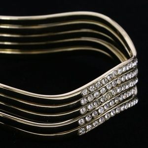 Lydell 5 piece gold and crystal bangle set